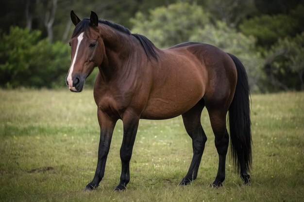 Um cavalo de baía solitário