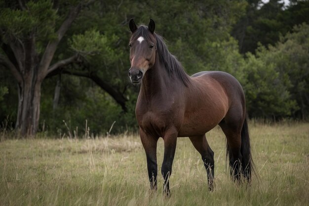 Um cavalo de baía solitário