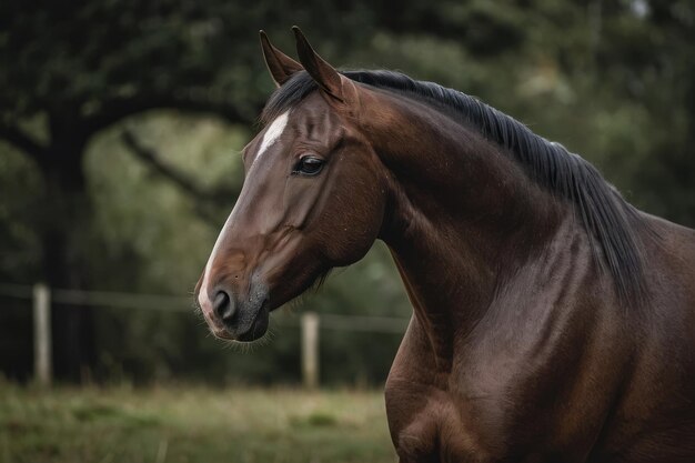 Um cavalo de baía solitário