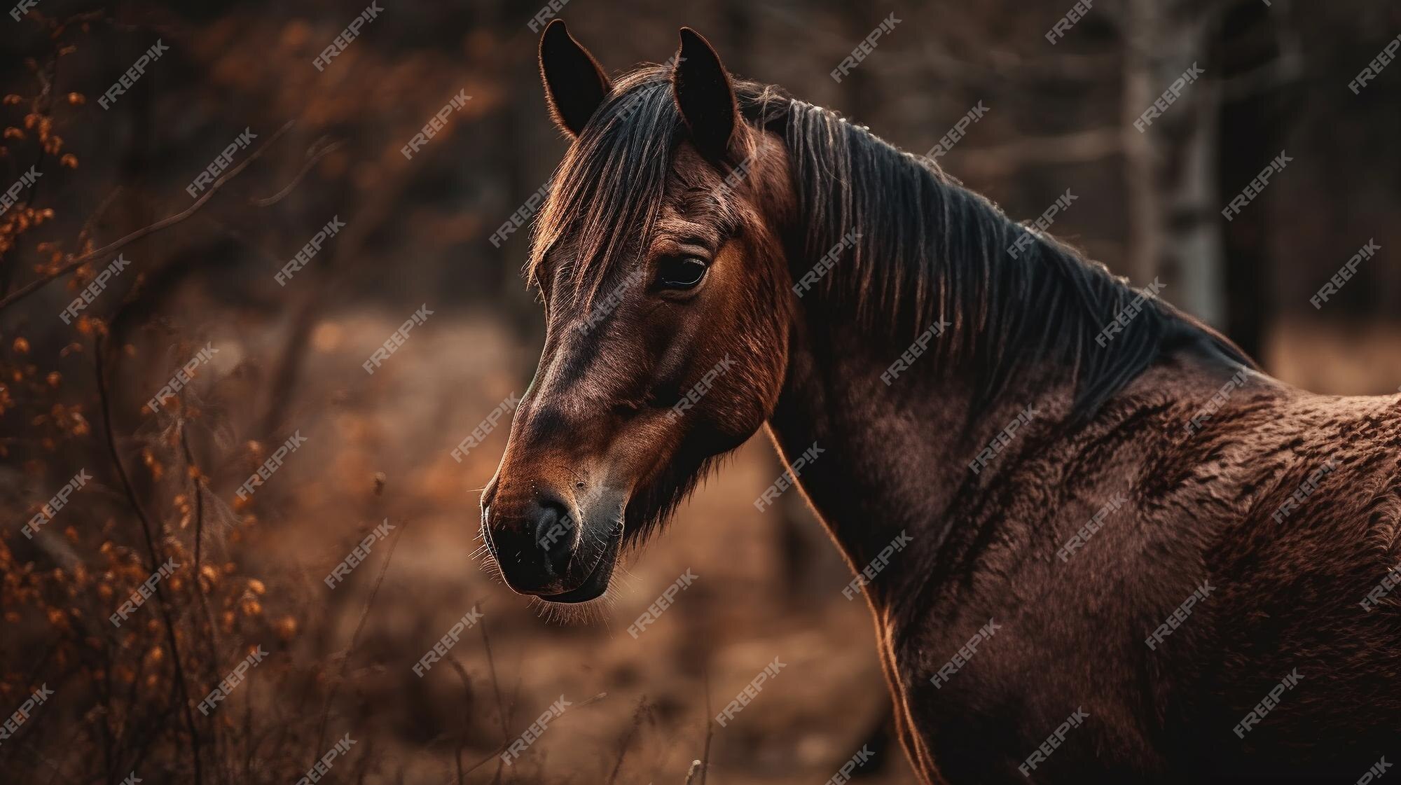 Um cavalo em um campo com a palavra cavalo na frente