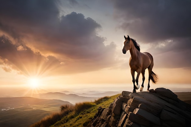 Orelhas Do Cavalo Na Frente De Uma Montanha Em Uma Tarde Do Por Do Sol Imagem de Stock - Imagem de montanhas, elegante: 117089471