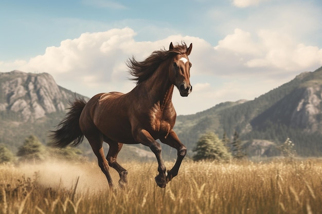 Um cavalo galopando livremente em Generative ai