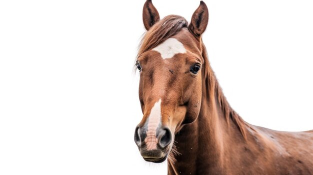 um cavalo marrom com uma mancha branca no nariz