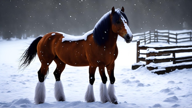 Um cavalo na neve por pessoa