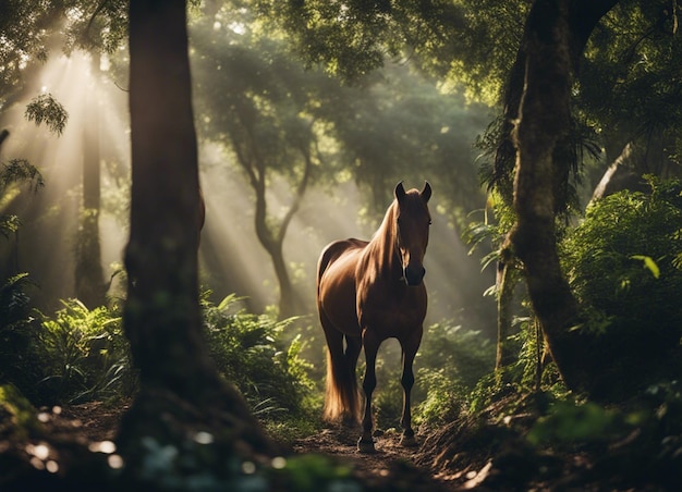 Foto um cavalo na selva