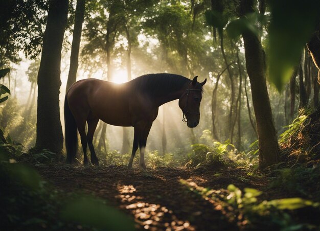 Foto um cavalo na selva