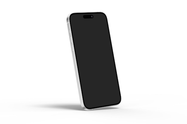 Um celular preto com fundo branco e tela preta.