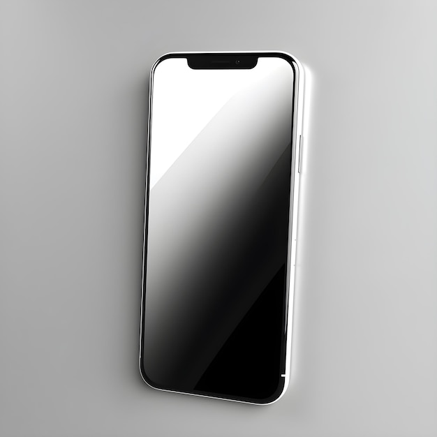 Um celular preto e prata com fundo branco e parte inferior da tela.