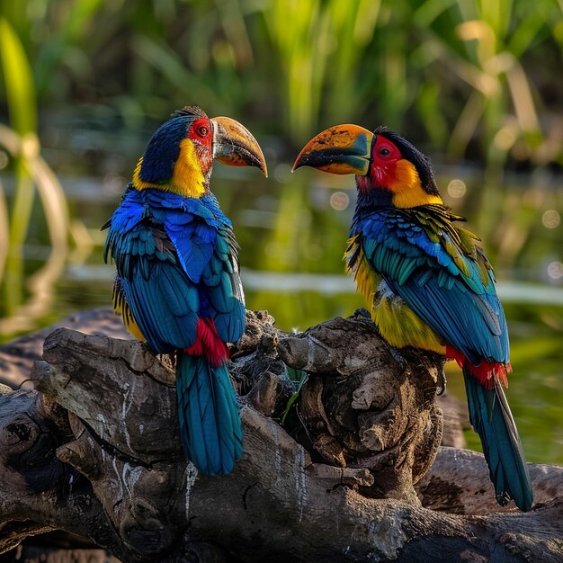 Foto um cenário colorido de observação de pássaros nos pântanos do pantanal