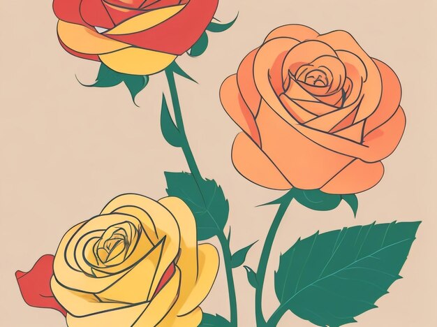 Um cenário de elegância isolado de rosas de papel coloridas