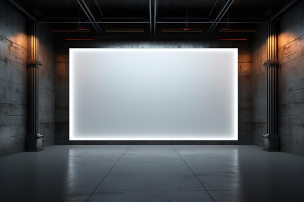 Um cenário elegante Uma parede em branco brilha no amplo espaço da sala de exposições