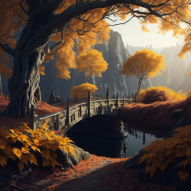 Um cenário mágico na fantasia de outono