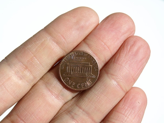 Um centavo na mão