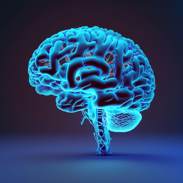 Um cérebro azul com a palavra cérebro nele