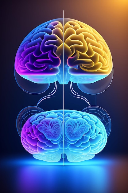 Um cérebro humano colorido o fundo