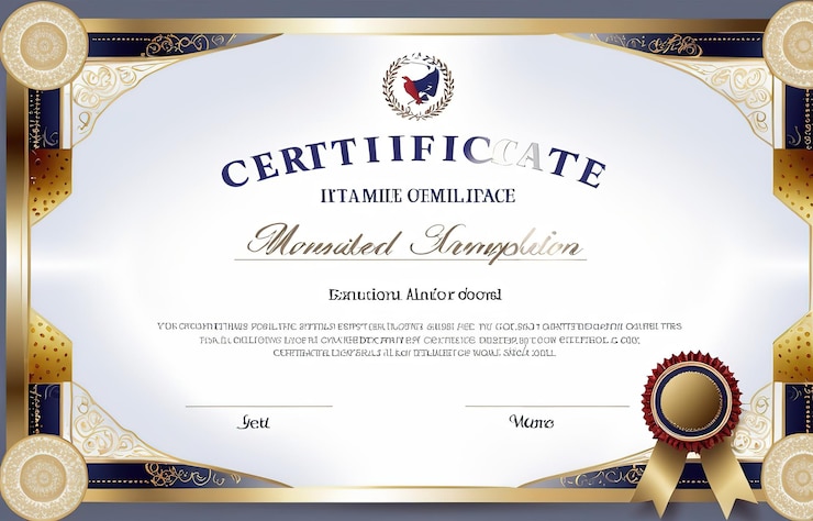 Foto um certificado para o prémio do ano