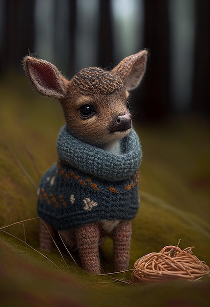 Um cervo vestindo um suéter que diz 'eu te amo'