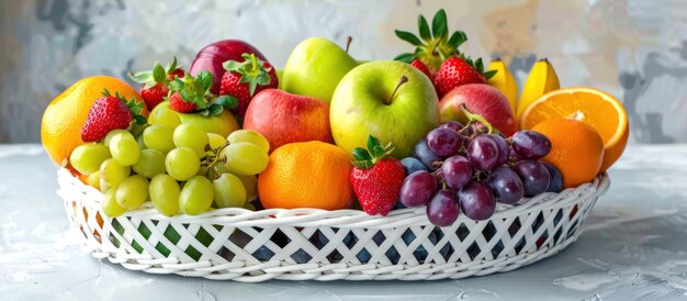 Um cesto de frutas variado transbordando