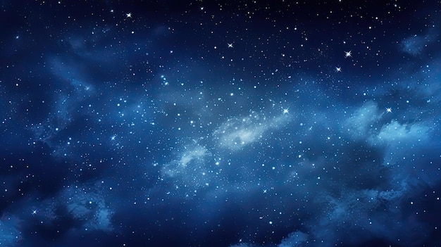 um céu azul com estrelas e galáxias ao fundo