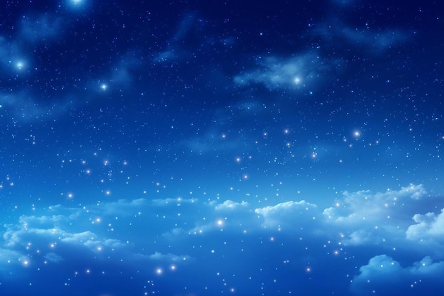 um céu azul com estrelas e nuvens no céu.