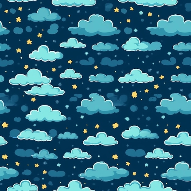 um céu azul com nuvens e estrelas e estrelas no céu ai generativa