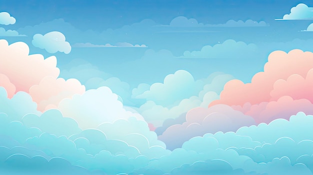 Um céu azul com nuvens e um avião voando no céu.