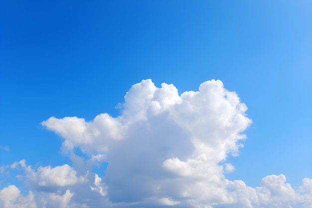 Um céu azul com nuvens e uma nuvem branca ao fundo.