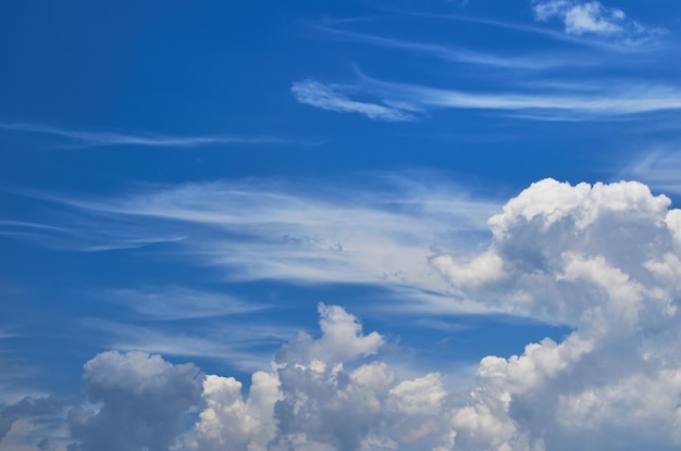 Um céu azul com nuvens e uma nuvem branca