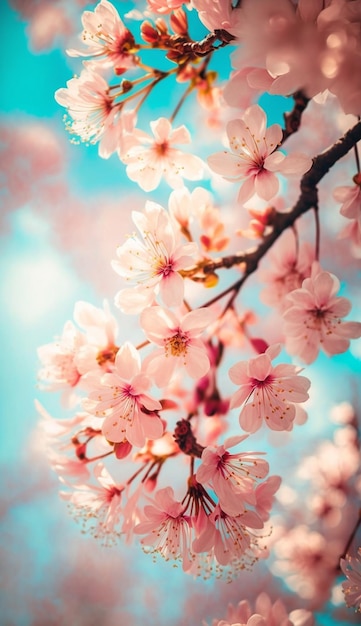 Um céu azul com uma flor rosa