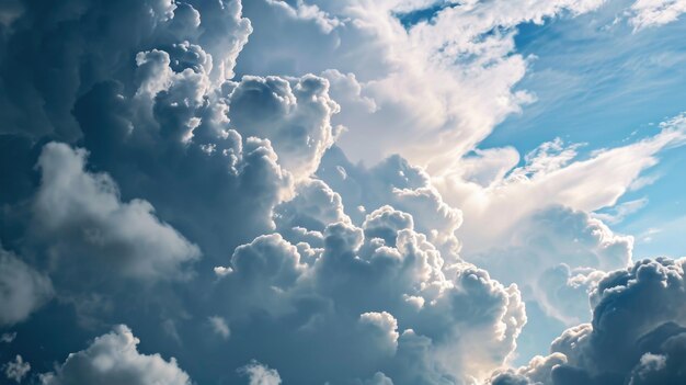 Um céu azul sereno com nuvens brancas e fofas