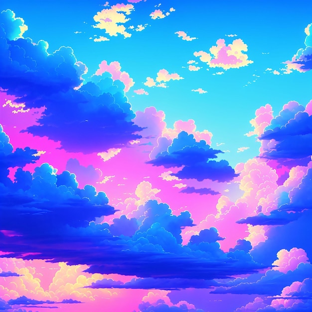 Um céu colorido com nuvens