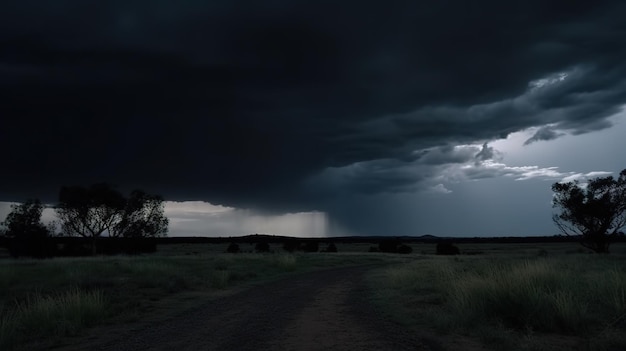 Um céu escuro com uma tempestade chegando.