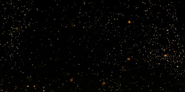 Um céu negro com muitas estrelas e um fogo de artifício amarelo.