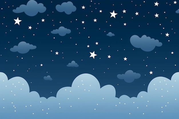 Foto um céu noturno com estrelas e nuvens
