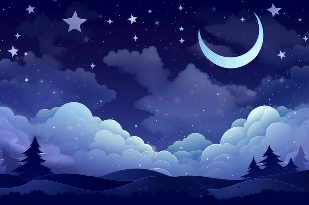 um céu noturno com nuvens e estrelas