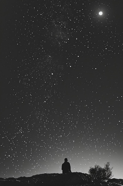 um céu noturno minimalista 3D cheio de estrelas