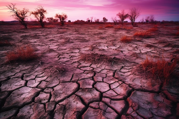 Um céu roxo com a palavra seca