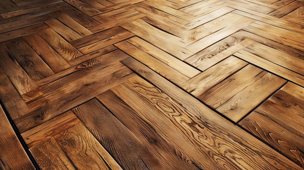 Um chão de madeira com um padrão a xadrez