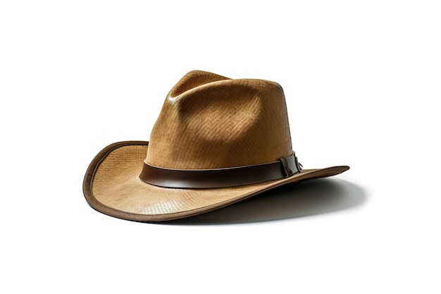 Um chapéu que diz 'cowboy' está sobre um fundo branco