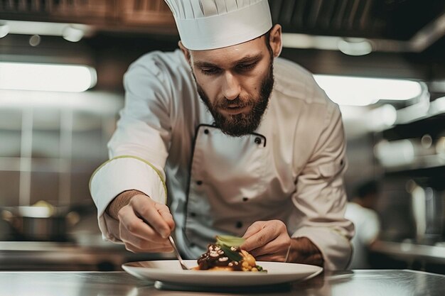 Um chef apresentando uma versão gourmet de enchiladas