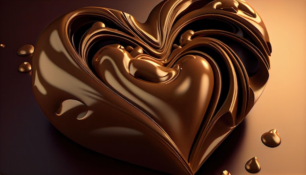 Um chocolate em forma de coração é mostrado em uma mesa.