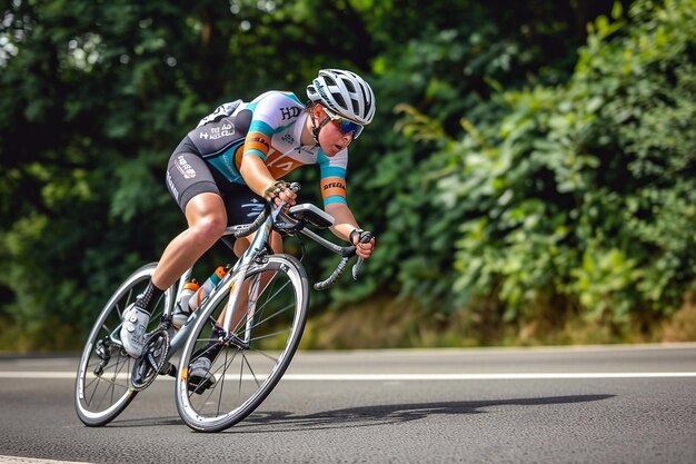 Um ciclista durante uma corrida de bicicletas