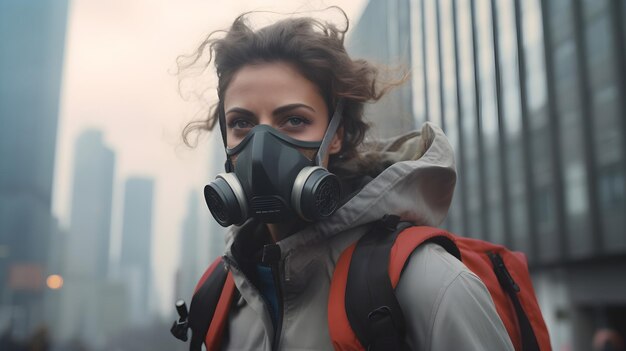 Foto um cientista estudando as fontes de poluição do ar em uma área urbana