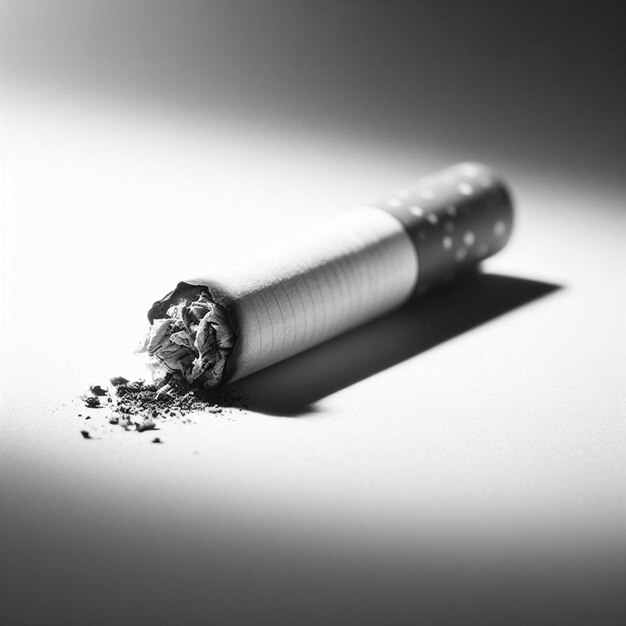 Foto um cigarro que foi retirado e está em um fundo branco
