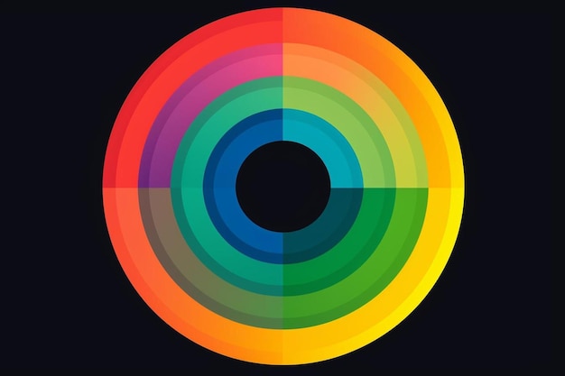 um círculo colorido arco-íris com um círculo de cor arco-íris na parte inferior.