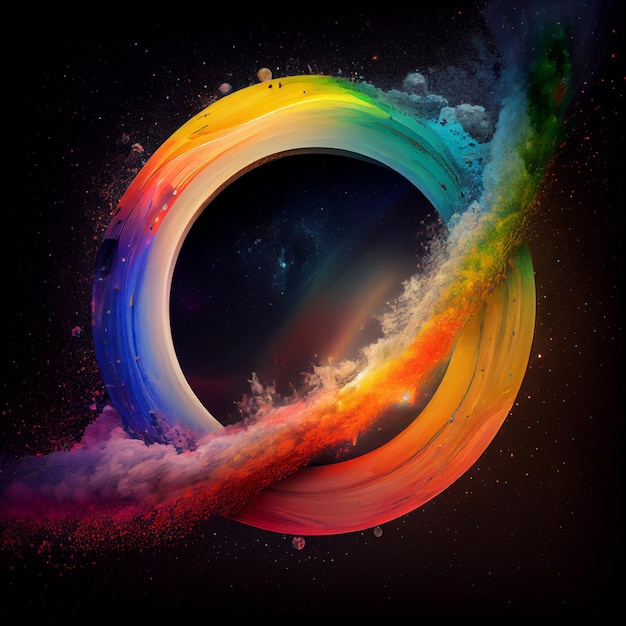 Um círculo colorido com a palavra arco-íris
