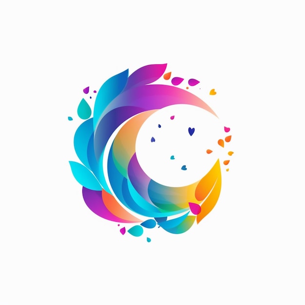 Um círculo colorido com um logotipo de arco-íris