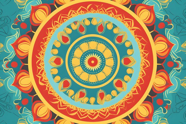 Um círculo colorido com um padrão floral.
