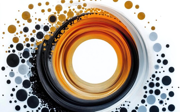 Foto um círculo de laranja e preto é mostrado com as palavras " quot " a palavra " quot " nele
