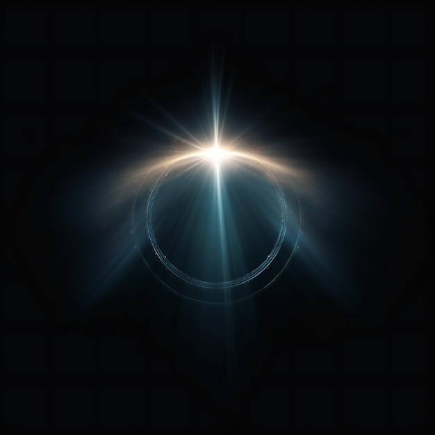 Foto um círculo de luz e um anel de luz no meio da noite
